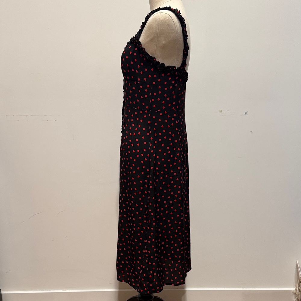 Realisation Par The Juliet - Italia Spot Black Midi Dress Red Polka Dots Medium - Picture 6 of 8